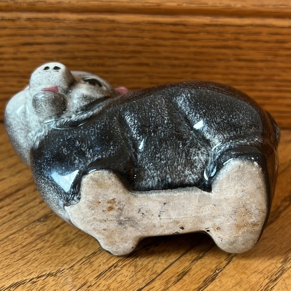 VTG pig planter gray white and pink plants - Picture 5 of 10